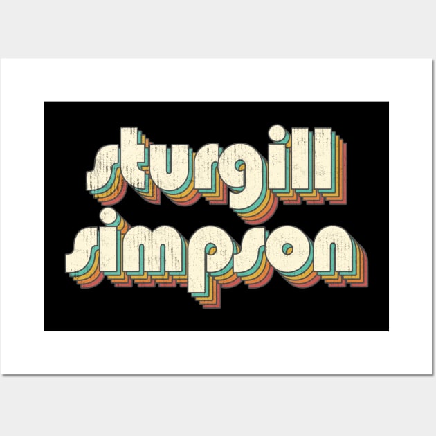 Retro Vintage Rainbow Sturgill Letters Distressed Style Wall Art by Cables Skull Design